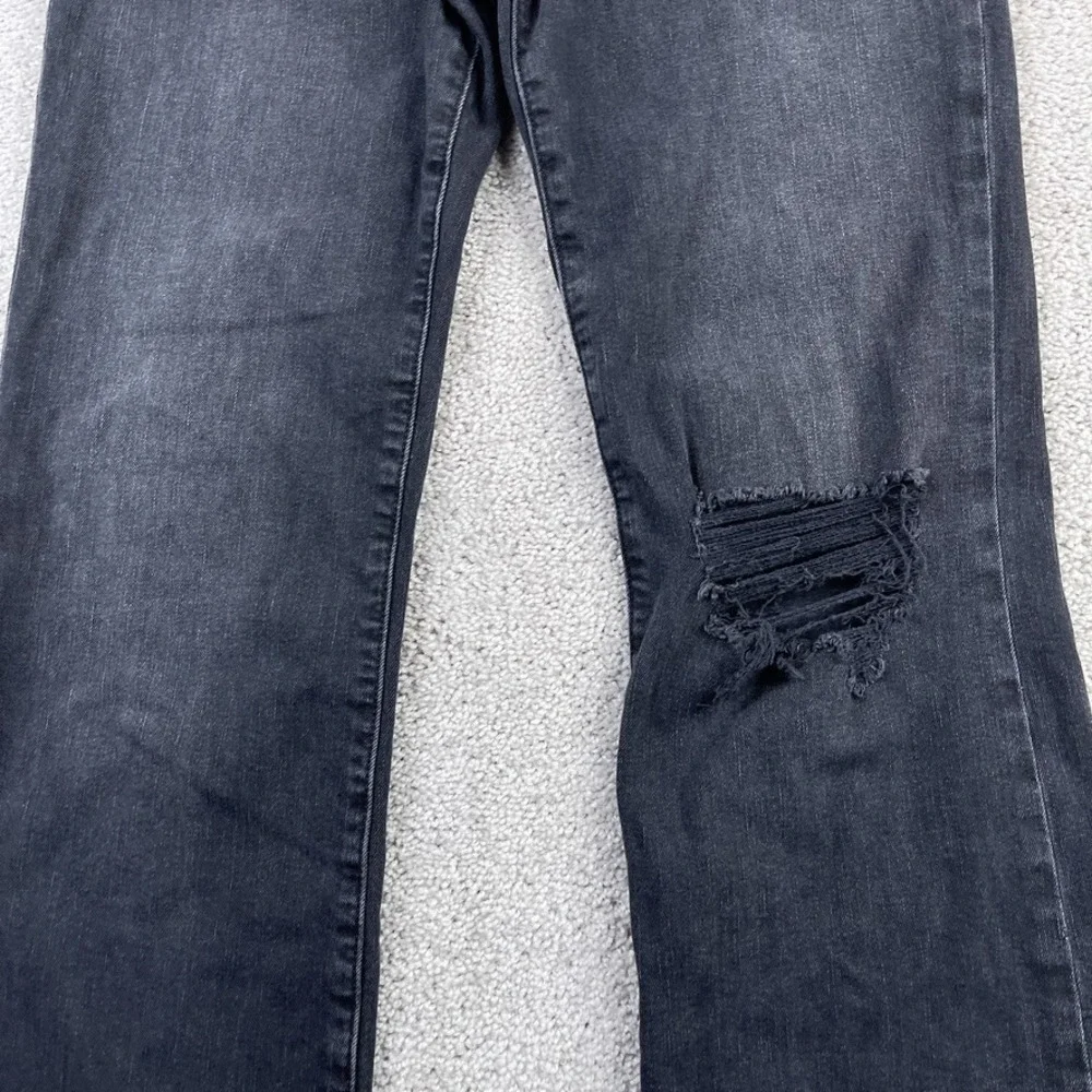 Hudson Jeans Womens 29 Black Collin Flare‎ Low Rise Distressed Denim Fray Hems